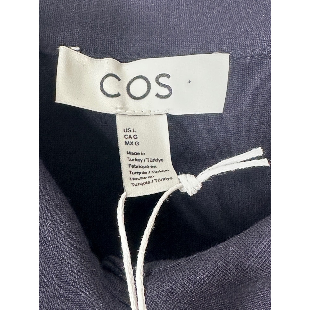 NEW COS Polo Shirt Dress Large Navy Blue S/S Jersey Minimalist NWT Luxury - Picture 6 of 10